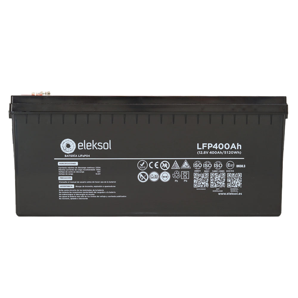 Batería de Litio LiFePO4 Eleksol 12,8V 400Ah Bluetooth y BMS V2
