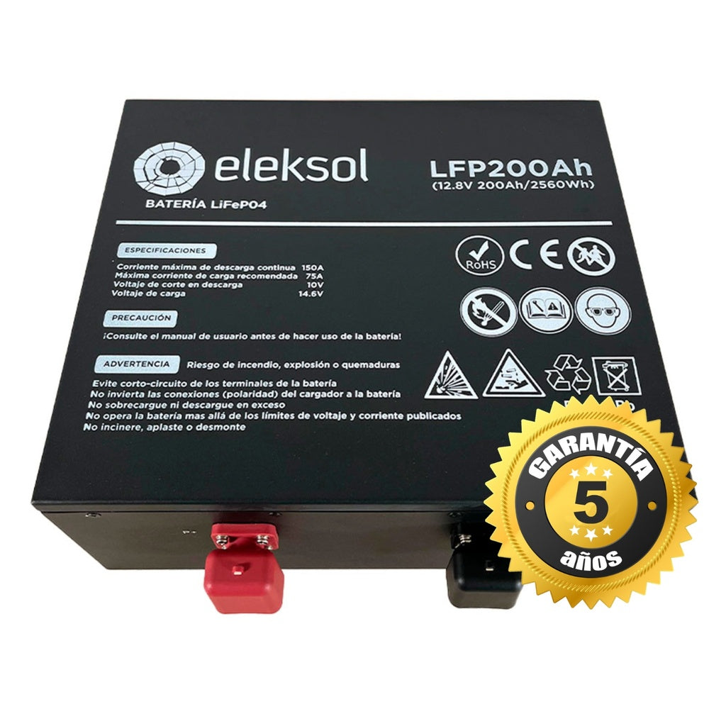 Batería de Litio LiFePO4 Bajo Asiento Eleksol 12,8V 200Ah Bluetooth y BMS V2