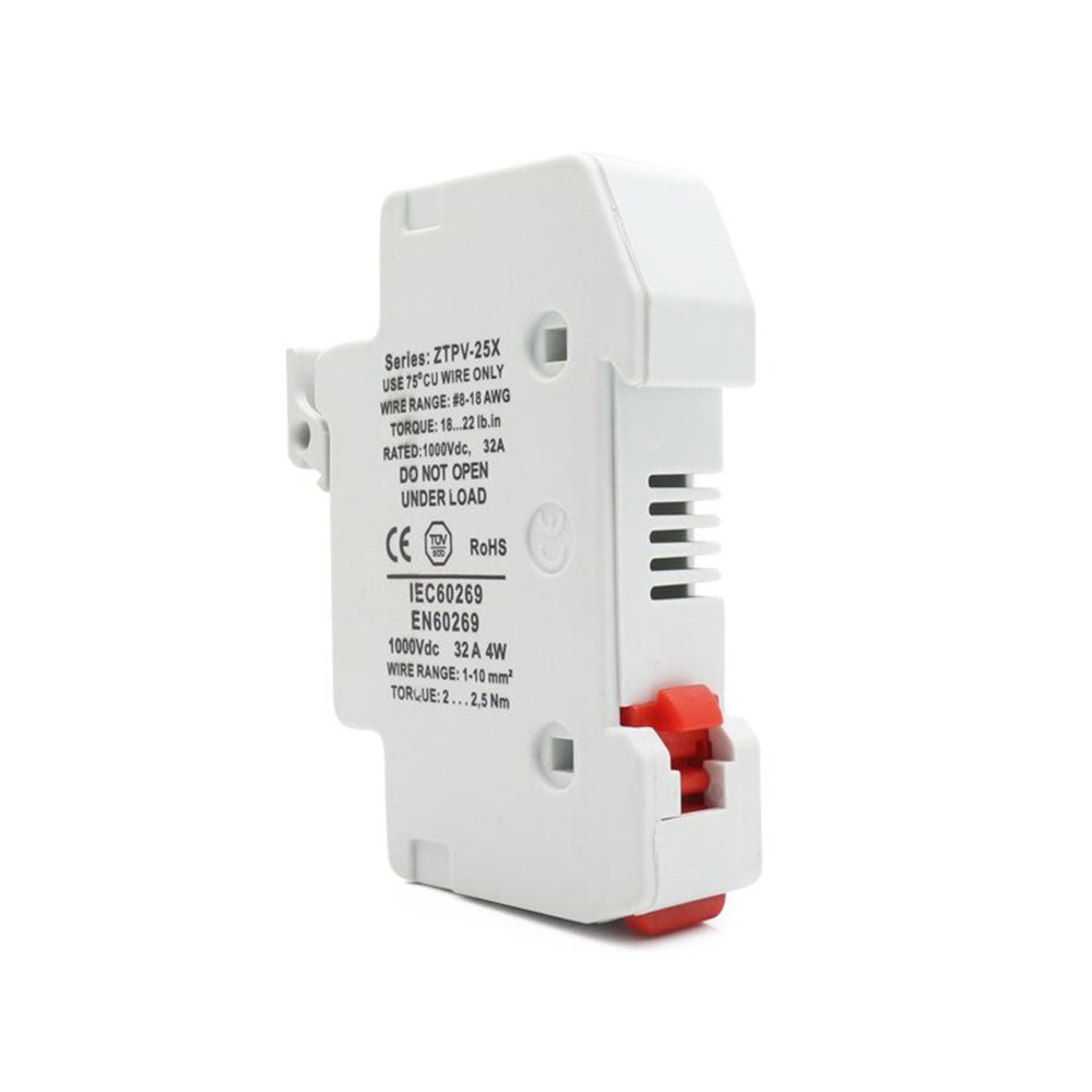 Portafusible Cilíndrico Módulo Solar 10x38 32A 1000V DC