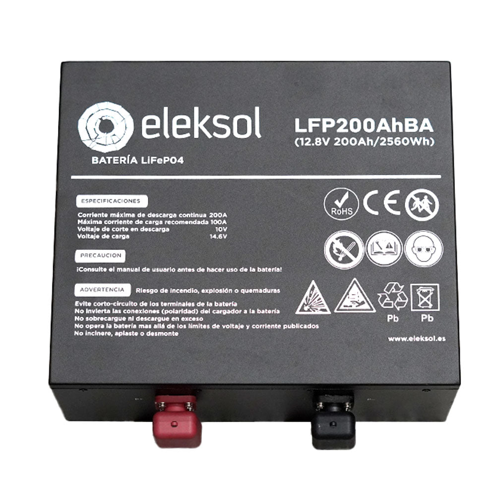 Batería de Litio LiFePO4 Bajo Asiento Eleksol 12,8V 200Ah Bluetooth y BMS V2